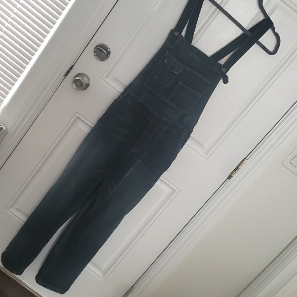 Free People womens dark blue jean overalls
